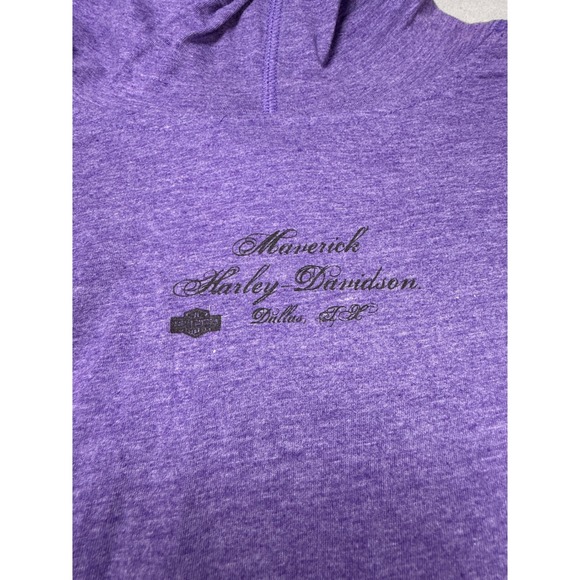 Harley Davidson Purple Heathered Long Sleeve Hoodie Neon Yellow Women Size xL - Picture 9 of 10